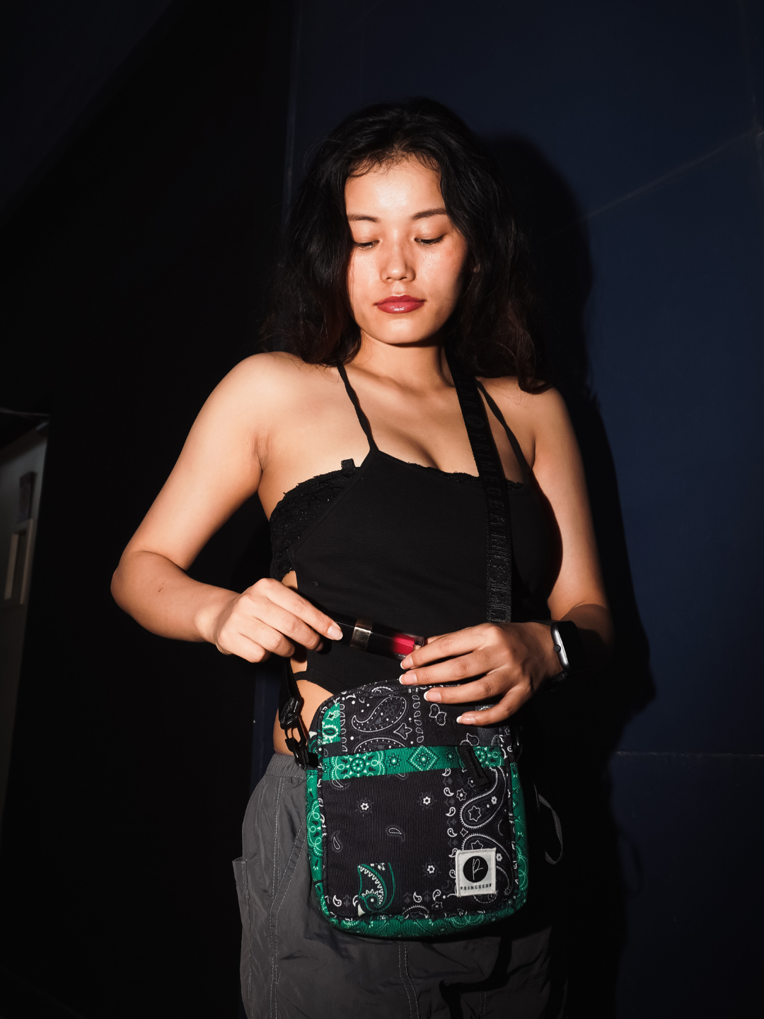 Green & Black Bandana Shoulder Bag thumb 4